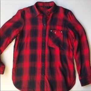Zara buffalo plaid button up shirt